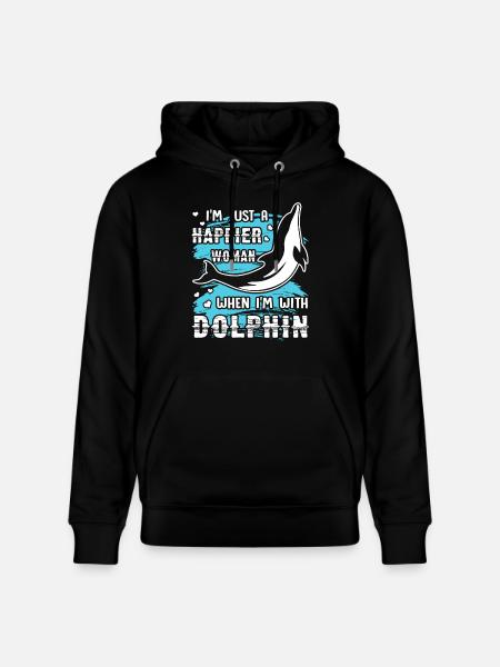 Dolphin Happy With Dolphin - Stanley/Stella CRUISER Unisex Organic Hoodie - black