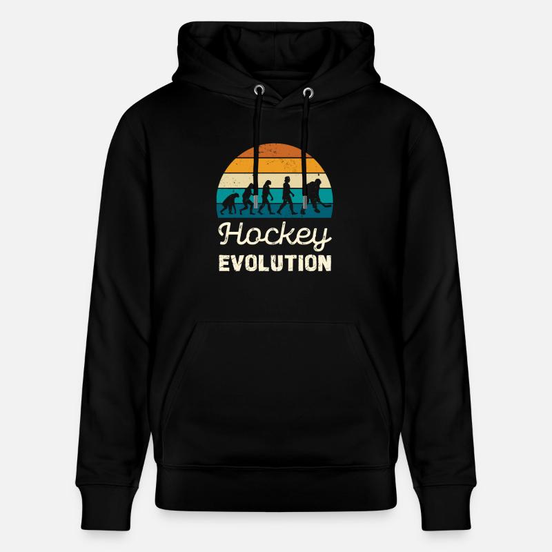 Hockey Evolution Retro Illustration - Stanley/Stella Unisex Bio-Hoodie CRUISER  - Schwarz