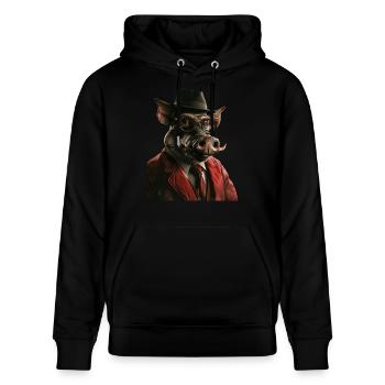Warzenschwein - Stanley/Stella Unisex Bio-Hoodie CRUISER  - Schwarz - Vorne - Alina (178cm) & Michal (187cm)
