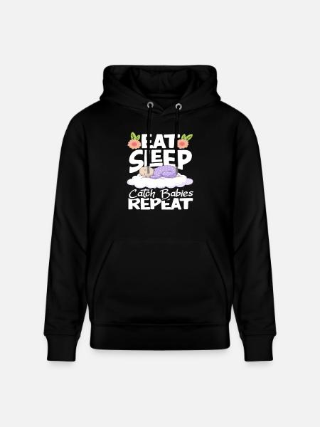 Midwife Eat Sleep Catch Babies Repeat - Stanley/Stella CRUISER Unisex Organic Hoodie - black