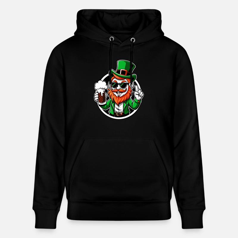 Leprechaun & Beer - Saint-Patrick - Irlande - Sweat à capuche bio CRUISER Stanley/Stella Unisexe - noir