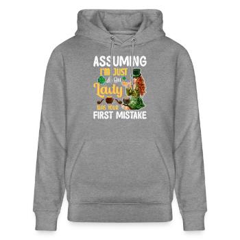 Assuming I m Just An Old Lady Was your First Mista - Stanley/Stella CRUISER Unisex Organic Hoodie - slub heather grey - Front - Alina (178cm) & Michal (187cm)