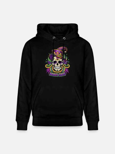 Mardi Gras - Carnival - Skull - Gift - Stanley/Stella CRUISER Unisex Organic Hoodie - black