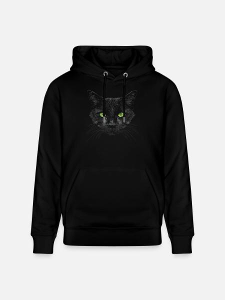 Black Cat Green Eyes - Stanley/Stella CRUISER Unisex Organic Hoodie - black