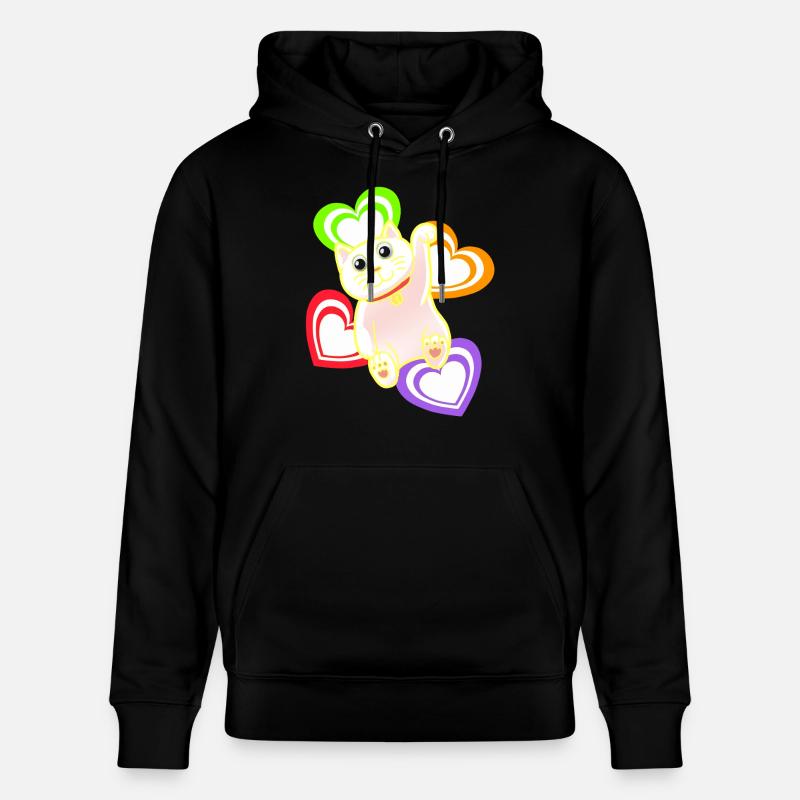Chat Chats Coeur Coeurs - Sweat à capuche bio CRUISER Stanley/Stella Unisexe - noir