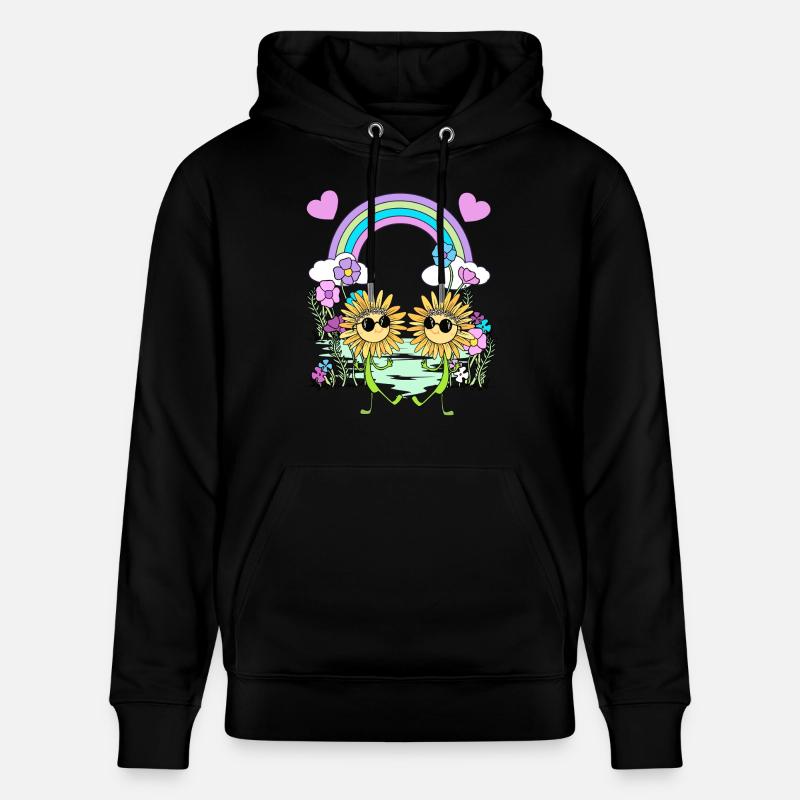 Regenbogen Hippie Sonnenblumen Kinder - Stanley/Stella Unisex Bio-Hoodie CRUISER  - Schwarz