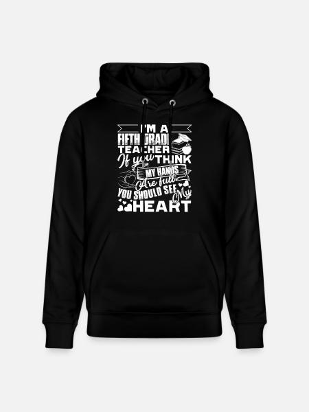 5th Grade Teacher Full Heart - Stanley/Stella CRUISER Unisex Organic Hoodie - black