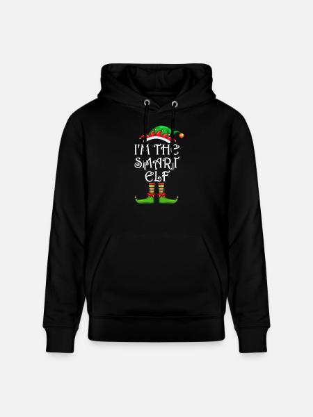 I'm The Smart Elf Shirt Matching Family Christmas - Stanley/Stella CRUISER Unisex Organic Hoodie - black