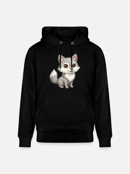 Animal tegneserieulv - Stanley/Stella CRUISER økologisk unisex-hettegenser - svart