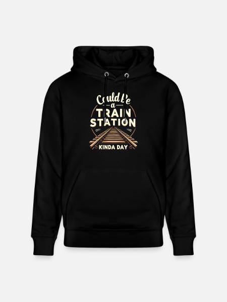 Train Ride -locomotive Adventure - Stanley/Stella CRUISER Unisex Organic Hoodie - black
