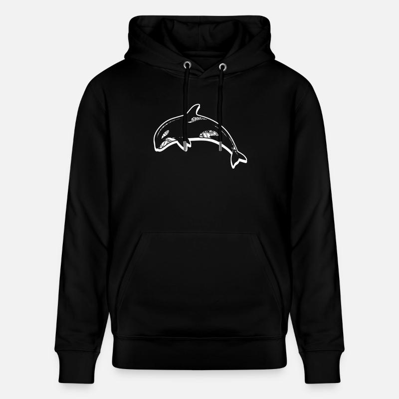 Killer Whale Floral Pattern - Stanley/Stella CRUISER Unisex Organic Hoodie - black
