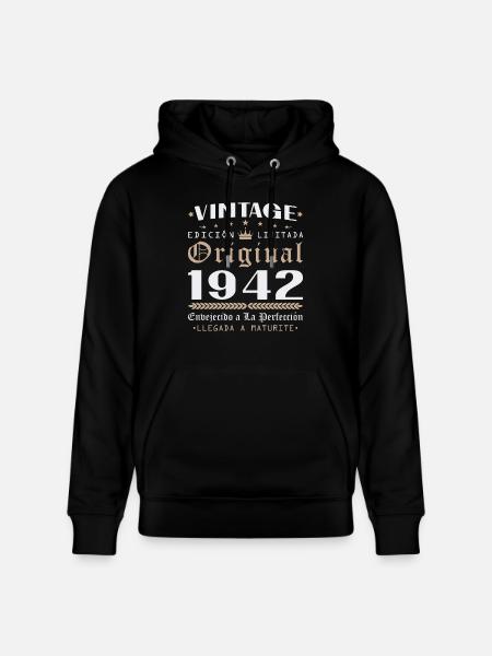 Cadeau d'anniversaire Vinatge 1942 - Sweat à capuche bio CRUISER Stanley/Stella Unisexe - noir