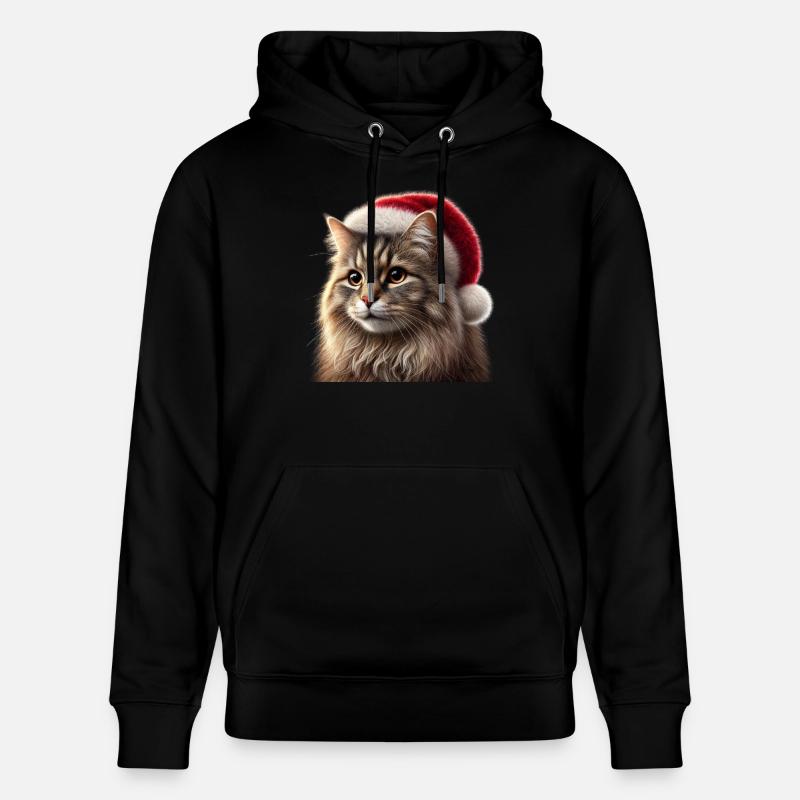 Chat de Noël - Sweat à capuche bio CRUISER Stanley/Stella Unisexe - noir