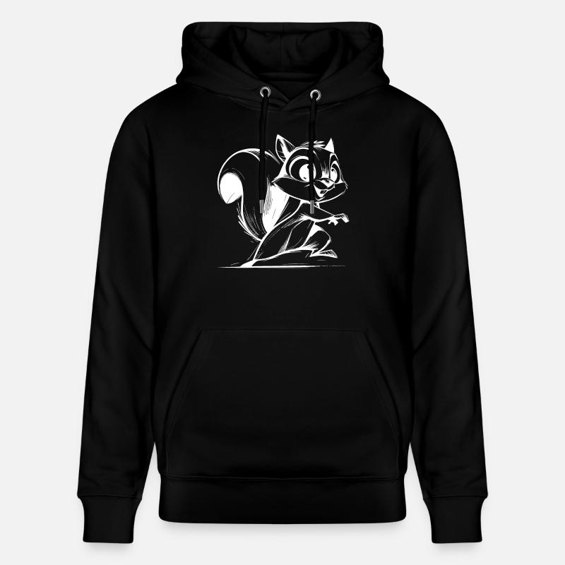 Kleines putziges Eichhörnchen Bleistift Zeichnung - Stanley/Stella Unisex Bio-Hoodie CRUISER  - Schwarz