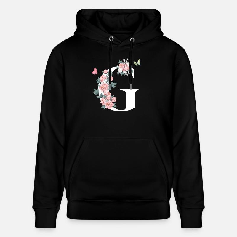 Lettre g fleurs rose - Sweat à capuche bio CRUISER Stanley/Stella Unisexe - noir