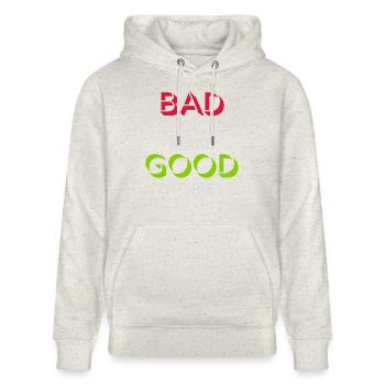 bad decisions great stories - Stanley/Stella CRUISER Unisex Organic Hoodie - heather oatmeal - Front - Alina (178cm) & Michal (187cm)