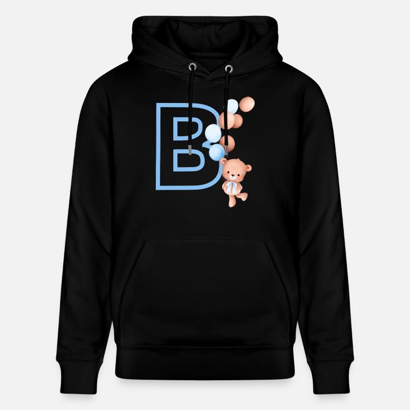 Lettre b bleue ours - Sweat à capuche bio CRUISER Stanley/Stella Unisexe - noir
