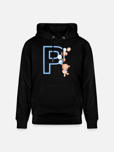 Blauer Buchstabe P Bär - Stanley/Stella Unisex Bio-Hoodie CRUISER  - Schwarz