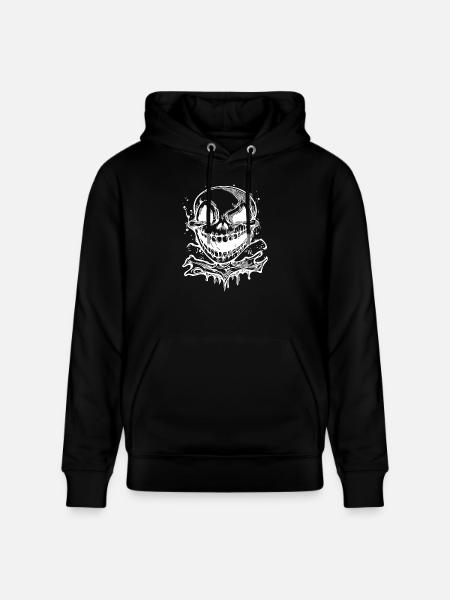 Laughing Halloween Tattoo Skull - Stanley/Stella CRUISER Unisex Organic Hoodie - black