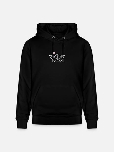 Origami sailing boat - Stanley/Stella CRUISER Unisex Organic Hoodie - black