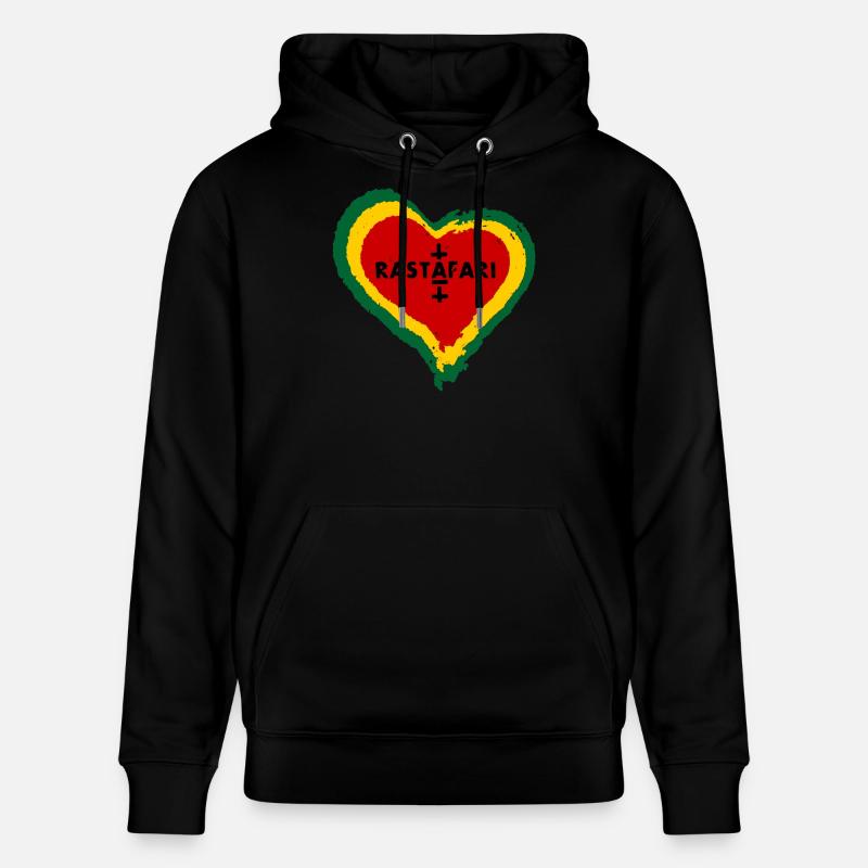 Cœur d’amour avec symbolisme rastafari - Sweat à capuche bio CRUISER Stanley/Stella Unisexe - noir