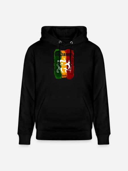 Rastafarian lion on rainbow stripes - Stanley/Stella CRUISER Unisex Organic Hoodie - black