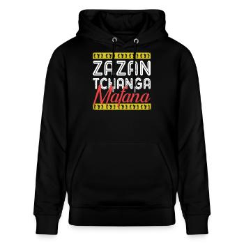 T SHIRT ZAZAN TCHANGA MAFANA_MAYOTTE  - Sweat à capuche bio CRUISER Stanley/Stella Unisexe - noir - Devant - Alina (178cm) & Michal (187cm)