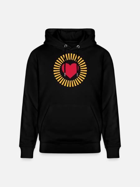 Herz in Strahlenkranz Design - Stanley/Stella Unisex Bio-Hoodie CRUISER  - Schwarz