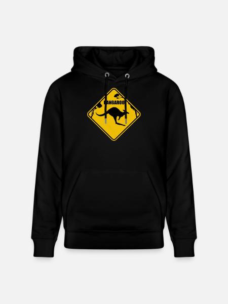 Kangaroo Yellow Road Sign - Stanley/Stella CRUISER Unisex Organic Hoodie - black