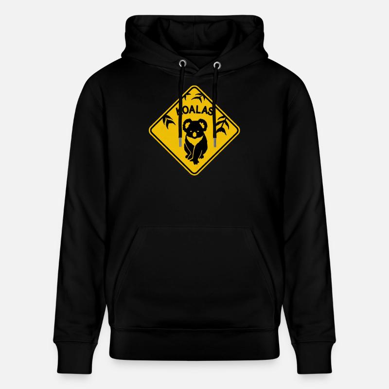 Koala panneau de signalisation jaune - Sweat à capuche bio CRUISER Stanley/Stella Unisexe - noir