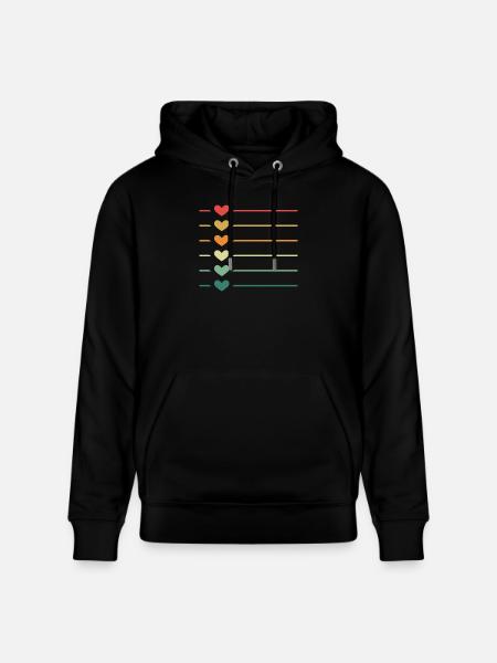 Line Heart Retro - Stanley/Stella CRUISER Unisex Organic Hoodie - black