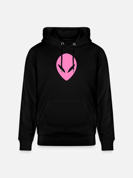 Ufo Alien Head Pink - Stanley/Stella CRUISER Unisex Organic Hoodie - black