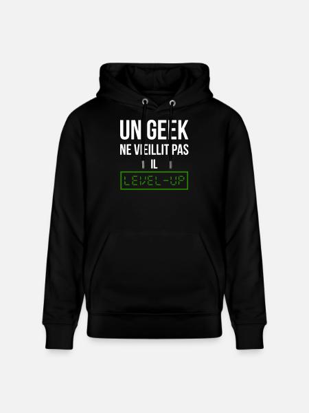 Geek Level (vert) - Sweat à capuche bio CRUISER Stanley/Stella Unisexe - noir