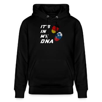 In meiner DNA Deutschland und Slowenien - Stanley/Stella Unisex Bio-Hoodie CRUISER  - Schwarz - Vorne - Alina (178cm) & Michal (187cm)