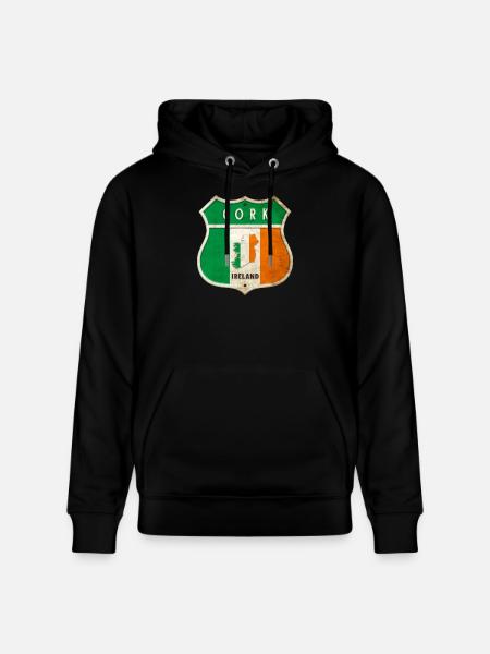 Cork Ierland Wapenschild Vlaggen Ontwerp - Stanley/Stella Uniseks bio-hoodie CRUISER  - zwart