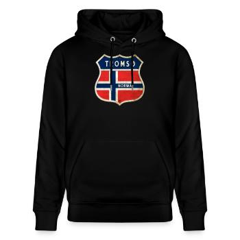 Tromsø Norwegen Wappen Flaggen Design - Stanley/Stella Unisex Bio-Hoodie CRUISER  - Schwarz - Vorne - Alina (178cm) & Michal (187cm)