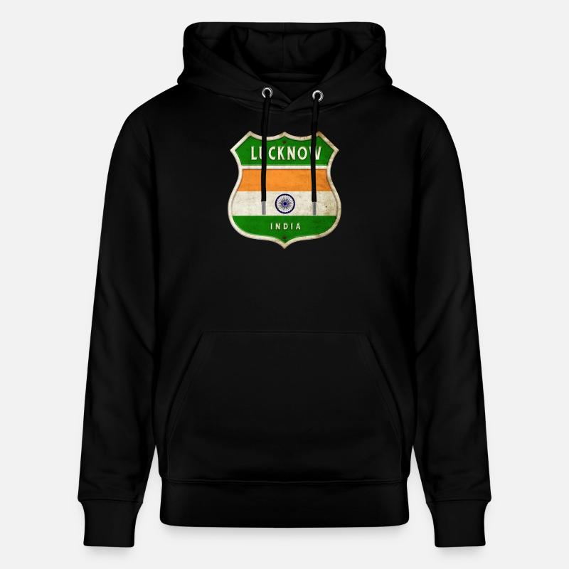 Lucknow Inde Armoiries Drapeaux Design - Sweat à capuche bio CRUISER Stanley/Stella Unisexe - noir