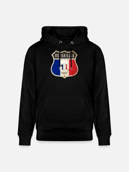 Versailles Ranskan vaakunan lippujen suunnittelu - Stanley/Stella CRUISER unisex luomuhuppari - musta