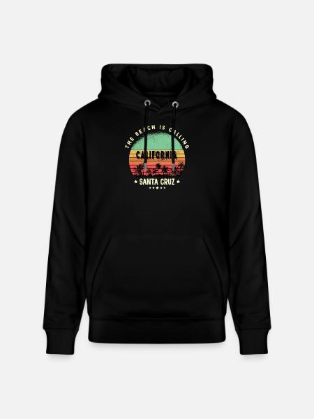 Santa Cruz California Beach Design - Stanley/Stella CRUISER Unisex Organic Hoodie - black
