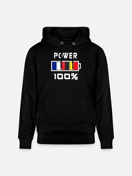 Belgium and France power 100% - Stanley/Stella CRUISER Unisex Organic Hoodie - black