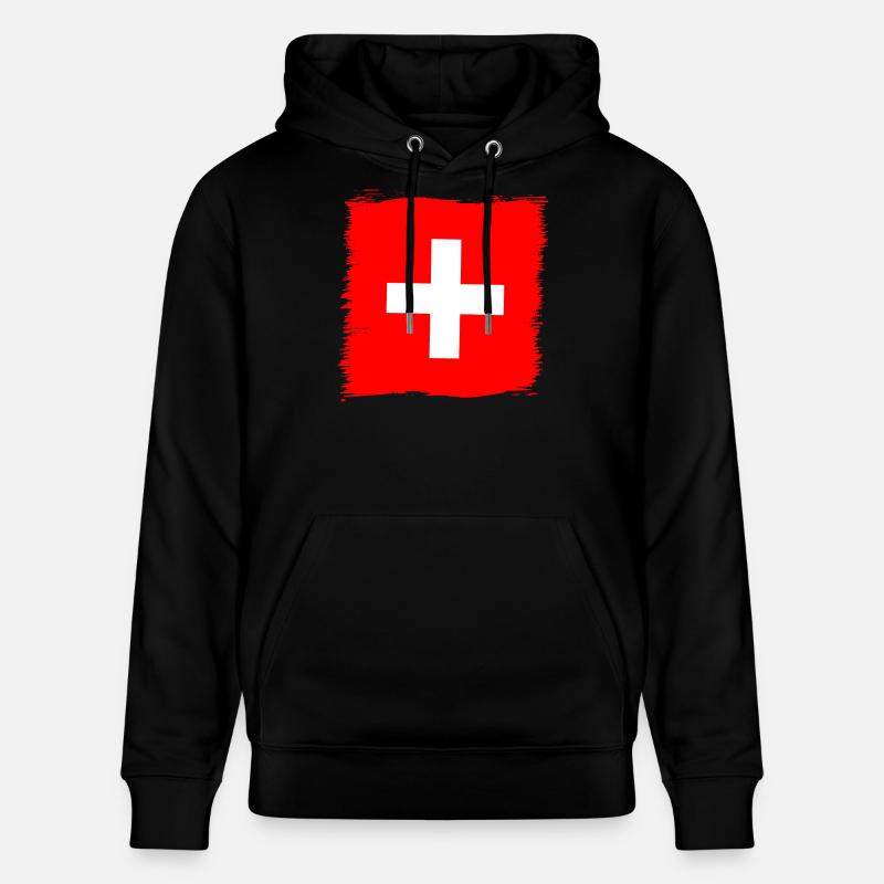 Cadeau du drapeau suisse suisse - Sweat à capuche bio CRUISER Stanley/Stella Unisexe - noir