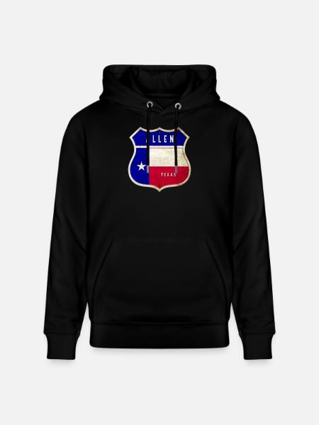 Allen Texas crest flags design - Stanley/Stella CRUISER Unisex Organic Hoodie - black