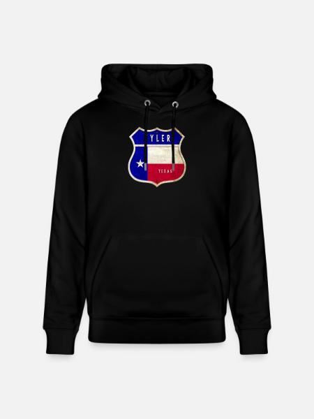 Tyler Texas crest flags design - Stanley/Stella CRUISER Unisex Organic Hoodie - black