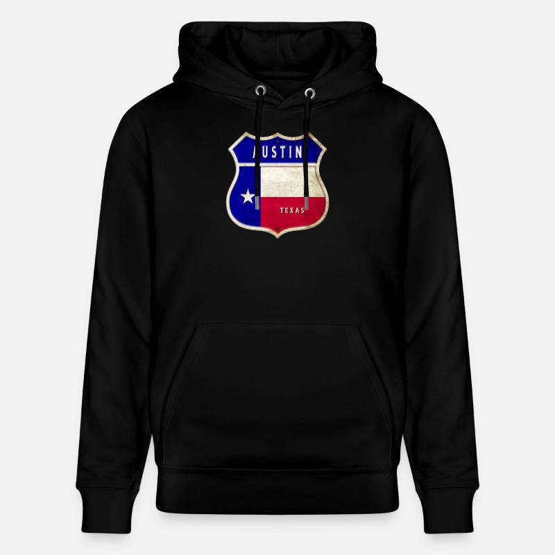 Drapeaux à écusson Austin Texas - Sweat à capuche bio CRUISER Stanley/Stella Unisexe - noir