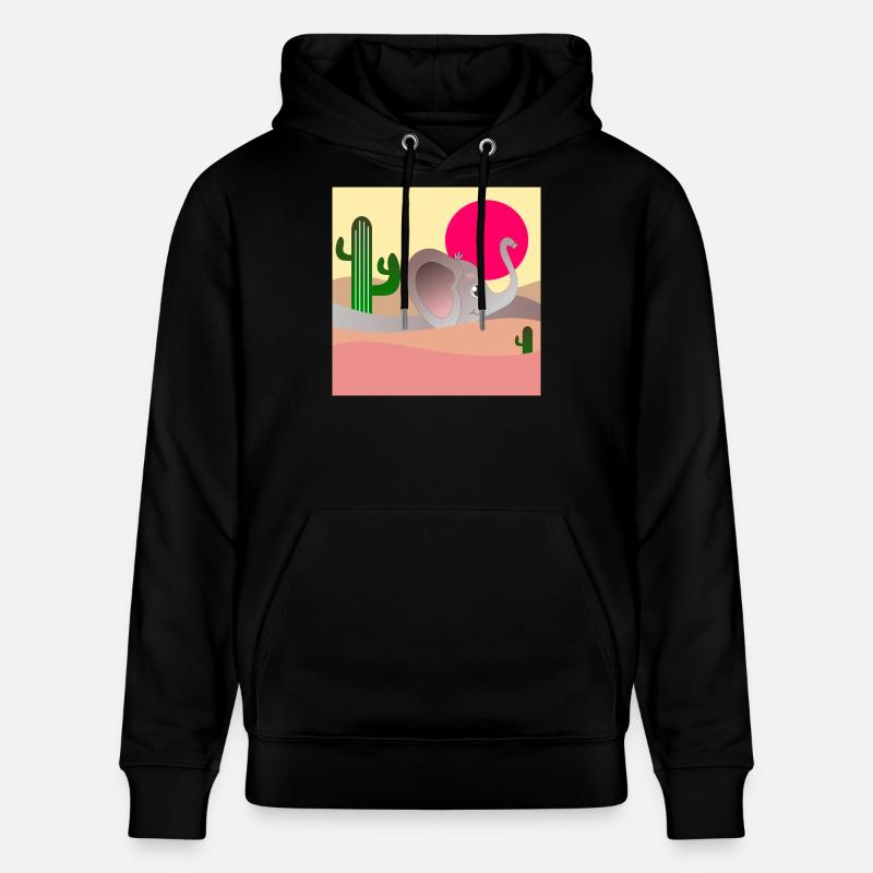 PAYSAGE DÉSERTIQUE D’ÉLÉPHANTS - CACTUS - Sweat à capuche bio CRUISER Stanley/Stella Unisexe - noir