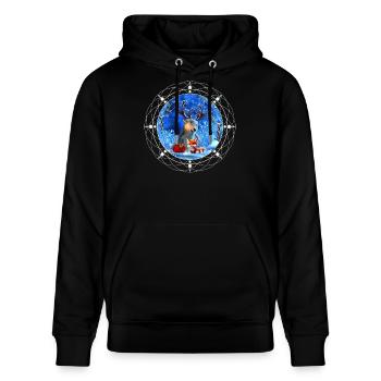 The little reindeer and the cute fox wish you a fel - Stanley/Stella CRUISER Unisex Organic Hoodie - black - Front - Alina (178cm) & Michal (187cm)