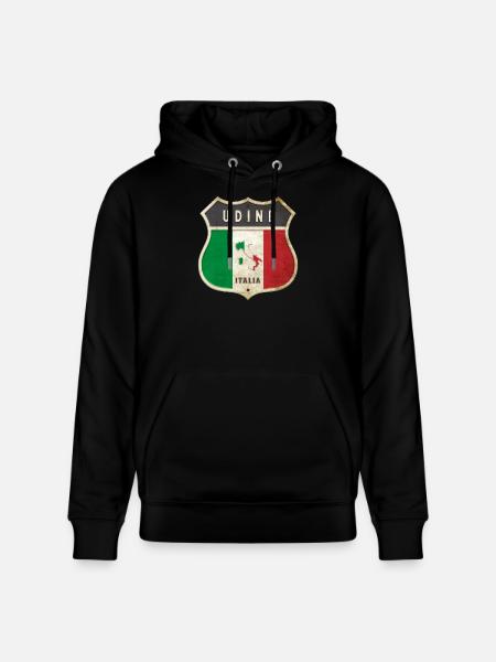 Udine Italia Stemma Bandiere Design - Felpa con cappuccio ecologica unisex CRUISER di Stanley/Stella - nero