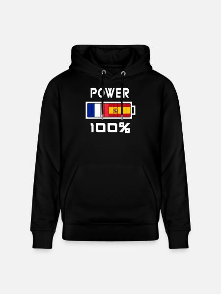Spain and France Power 100% - Stanley/Stella CRUISER Unisex Organic Hoodie - black