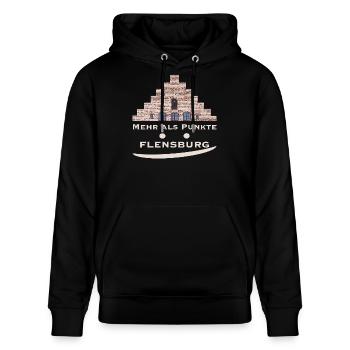 Flensburg Nordertor - Mehr als Punkte - Stanley/Stella Unisex Bio-Hoodie CRUISER  - Schwarz - Vorne - Alina (178cm) & Michal (187cm)