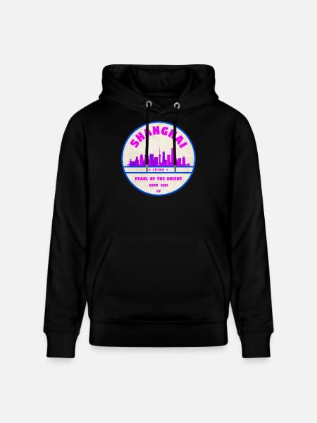 Shanghai China Skyline Badge - Stanley/Stella Unisex Bio-Hoodie CRUISER - Schwarz